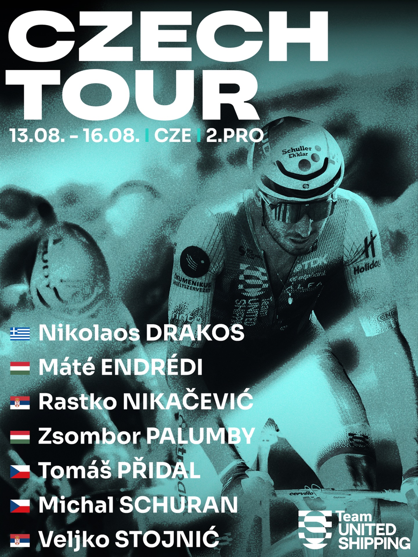 🇨🇿 WE ARE SO BACK 🛡️
Holiday is over, time to race again! We’re starting off with a big one at the Czech Tour tomorrow. Four stages, including three summit finishes, alongside a stack of WorldTour teams. The squad is climbing-focused and led by local heroes Tomáš and Michal. See you at the start line!
-
🇨🇿 Vége a vakációnak, Csehországban újra megtekerjük! Négy szakasz, három hegyibefutó, WorldTour- és ProTeamek, bőven lesz kihívás.
Csapatunkat a két helyi erő, Tomáš és Michal vezeti, de a többiek is kiváló formában, kipihenten érkeznek.
Holnap rajt!
#tus_riders #TeamUnitedShipping