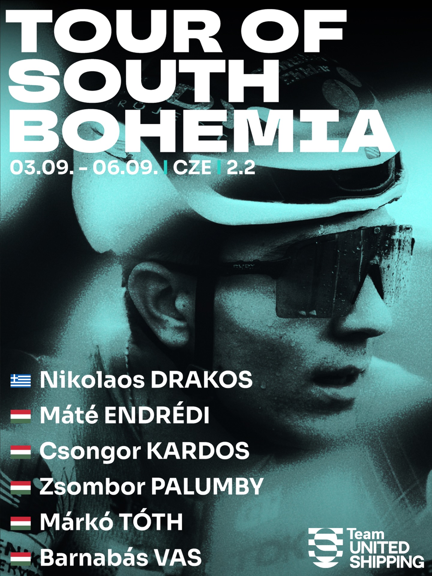 Back to Bohemia 🇨🇿

Ismét két fronton támadunk: a brit különítmény mellett a csapat másik fele ismét Csehországban, a Tour of South Bohemia-n áll rajthoz mától.
Rajt 14:13-kor, 200 kilométer dombos terepen keresztül.

-

Another double week for us. Parallel to the Tour of Britain, another squad will compete in the Tour of South Bohemia.
The party starts right away today—you can cheer the guys through 200 km of rolling hills from 14:13 (oddly specific, we know...).

#tus_riders #TeamUnitedShipping